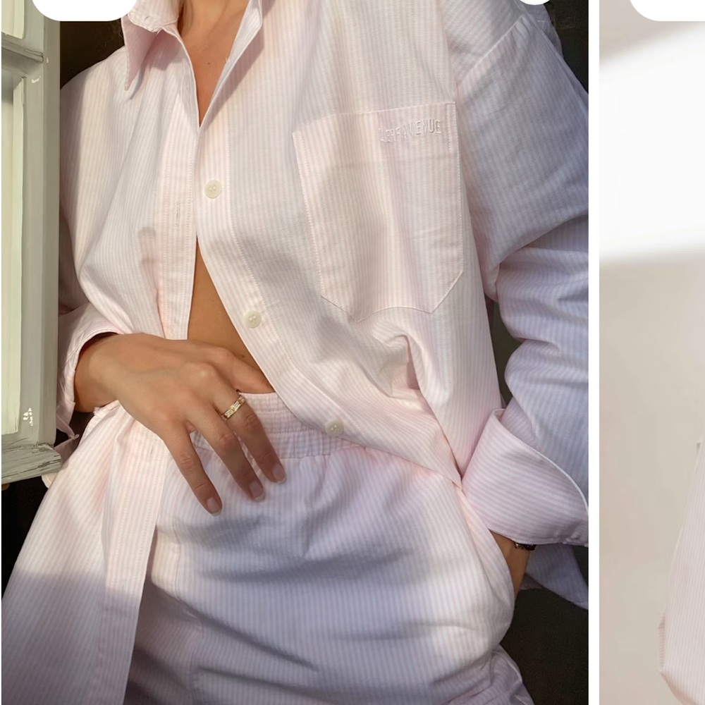 Djerf Avenue Breezy pink shirt and shorts